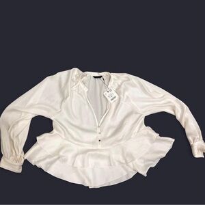 Zara white Ruffled Women's Blouse